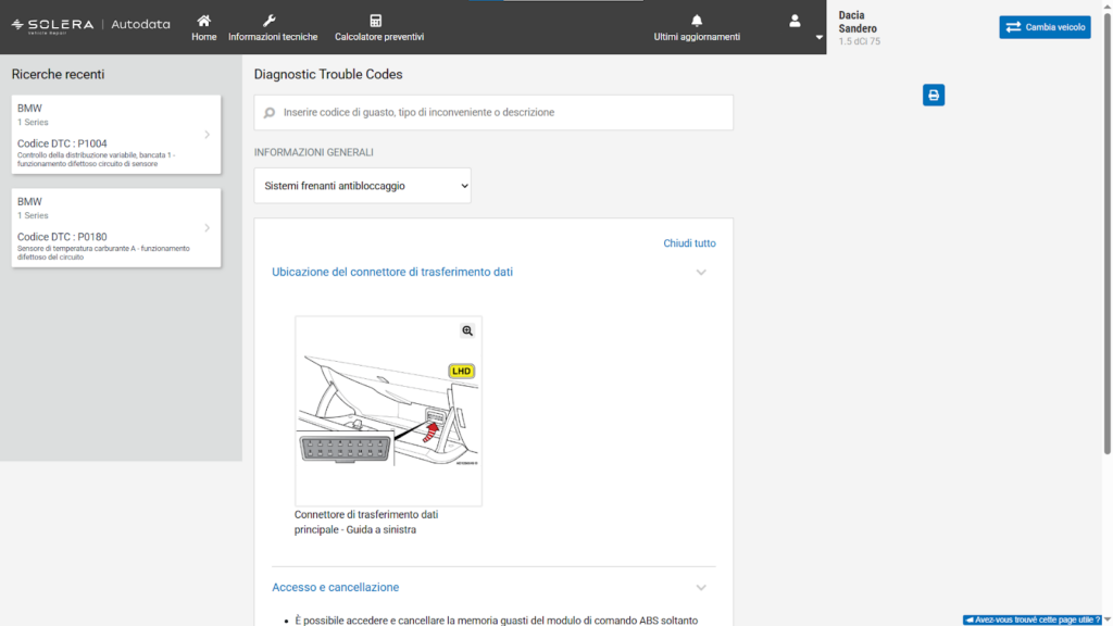 Codici errore e procedure di diagnosi precise